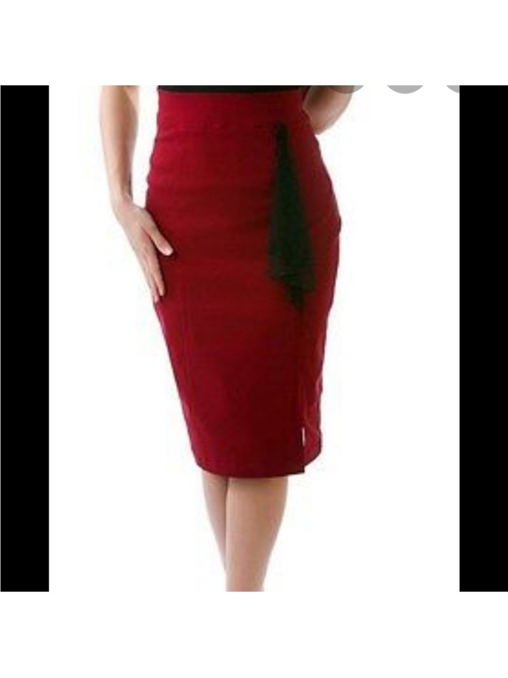 RockSteady Red Pencil Skirt with Side Accent